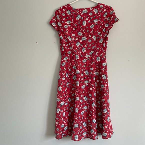 NWOT Pink Martini Red + Blue Floral Dress - Picture 2 of 4